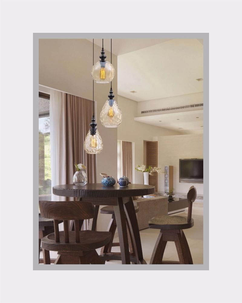 Distinctive Indoor Water Wave Glass pendant Lamp Copper Smoke hanging Lighting for drink shop