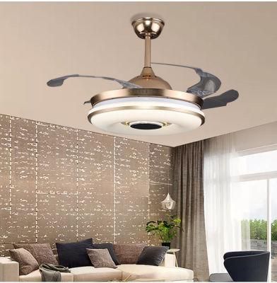 Home Smart Mute Modern Chandelier Fan Light Ceiling Fans with LED Lighting Remote Control