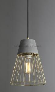 E27/E26 Cement Gold Cage Concrete Decorative Light Fixtures for Living Room