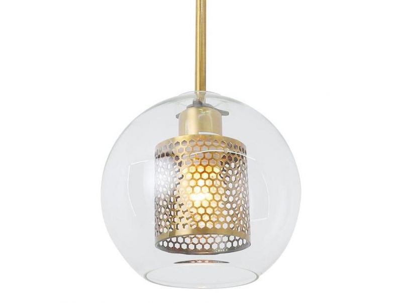 Pendant Light with Globe Round Glass Shade Pendant Light, Industrial Style Retro Hanging Lamps for Dining Room Kitchen Island