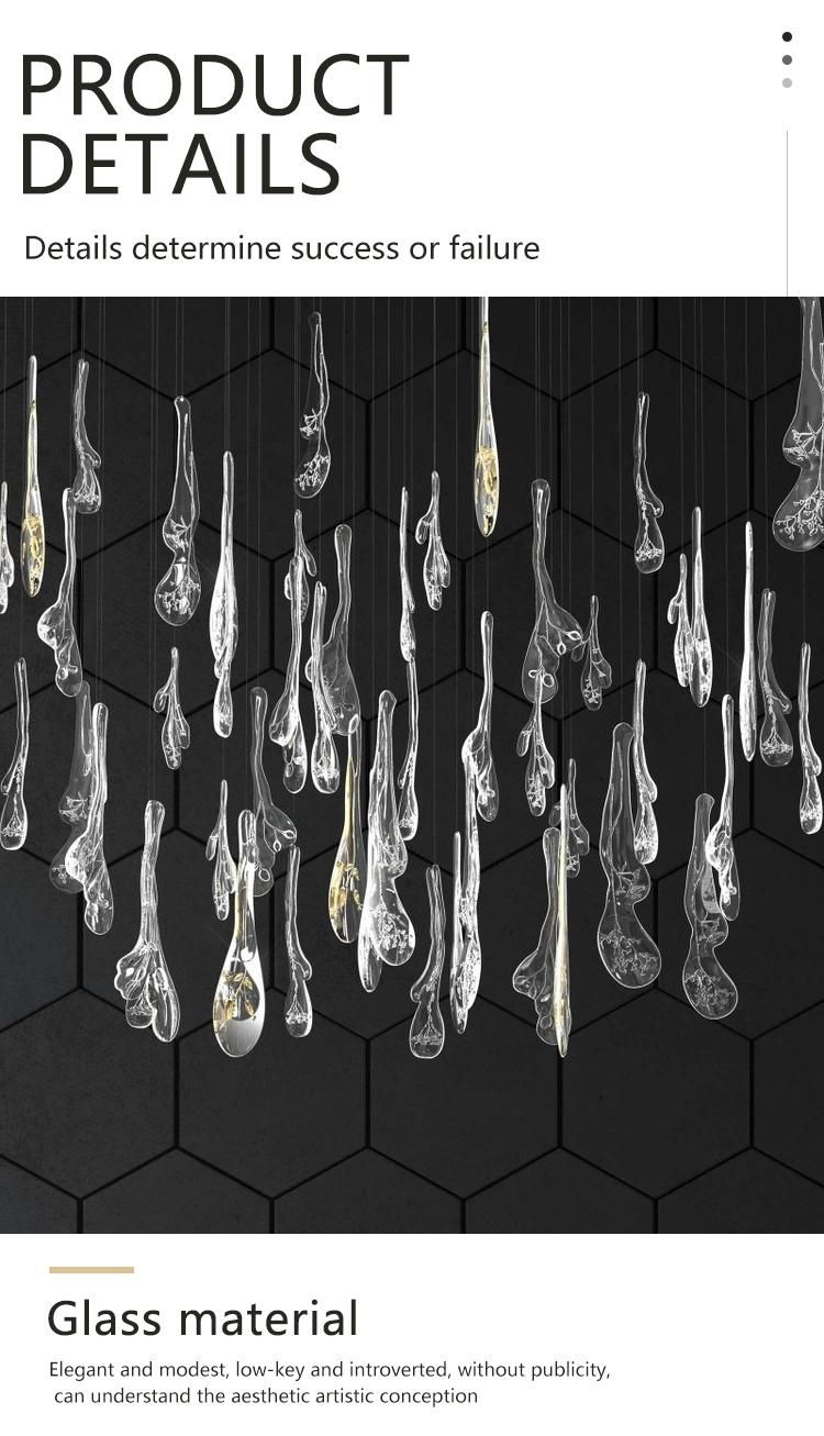 Glass Leaf Decorative Exhibition Hall Villa Stair Engineering Custom Large Luxury Modern LED Chandelier