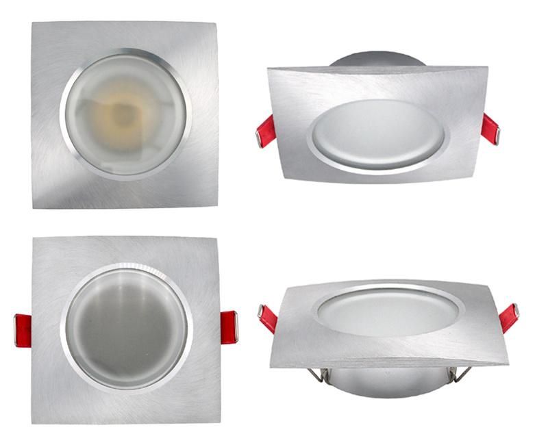 Lathe Aluminum GU10 MR16 Square Fixed Recessed LED Bathroom Downlight (LT2907)