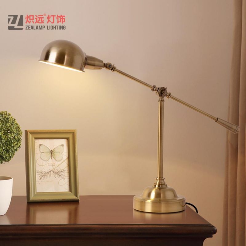 Simple Design Metal Bronze Table Lamp Desk Light for Reading