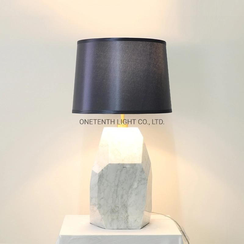 Marble Body and Fabric Shade Table Lamp