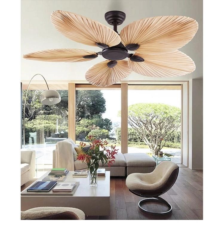 Hot Selling Natural Palm Blade Ceiling Fan Sale Remote Control Ceiling Fan with Customized Design