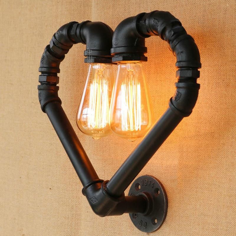 Creative Vintage Pipe Wall Light Loft Edison Industry E27 Light Bar Heart Wall Lamp (WH-VR-34)