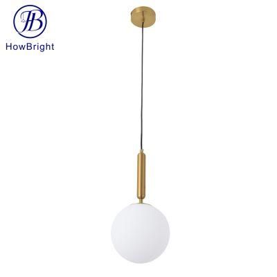 How Bright Industrial E27 White Glass Ball Shade Single Vintage Hanging Pendant Lamp