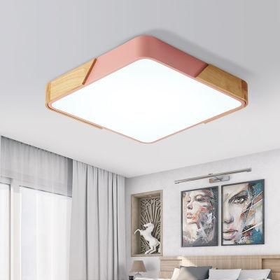 Square Wood Veneer Ceiling Light Fixtures for Ndoor Home Lighting Fixtures (WH-AC-04)