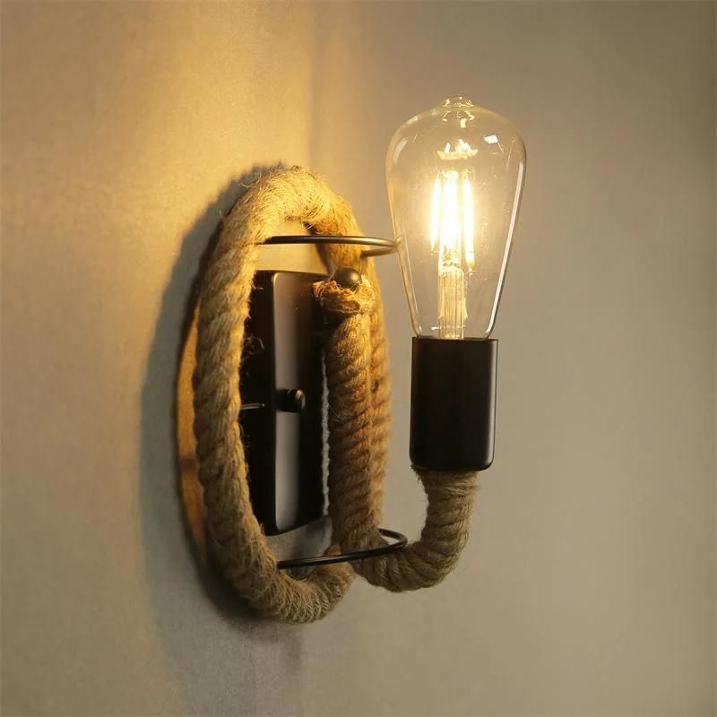 Loft Retro Style Hemp Rope Wall Lamp Industrial Vintage Restaurant Light Fixtures Home Decor Bar Cafe Dining Room Wall Light E27