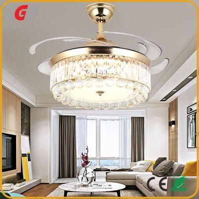 Fan European Luxury Living Room Bedroom Crystal Lamp LED Decorative Stealth Ceiling Fan Fan Lights Restaurant Lights Direct