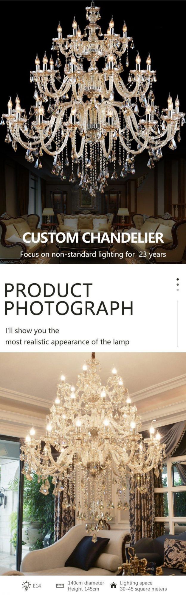 Easy Installation Villa Department Department Store Modern Luxury Crystal LED Chandelier