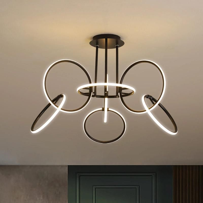 Circle Metal Ceiling Light Luxury Dining Room Lamp Canteen Livingroom Light