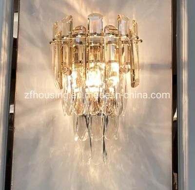 Post-Modern Luxury Champagne Gold Crystal Wall Lamp for Bedroom Bedside Lamp Creative Living Room TV Background Wall Corridor Light