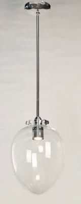 Simple Clear Glass Pendant Lamp in Chrome (17008-P)