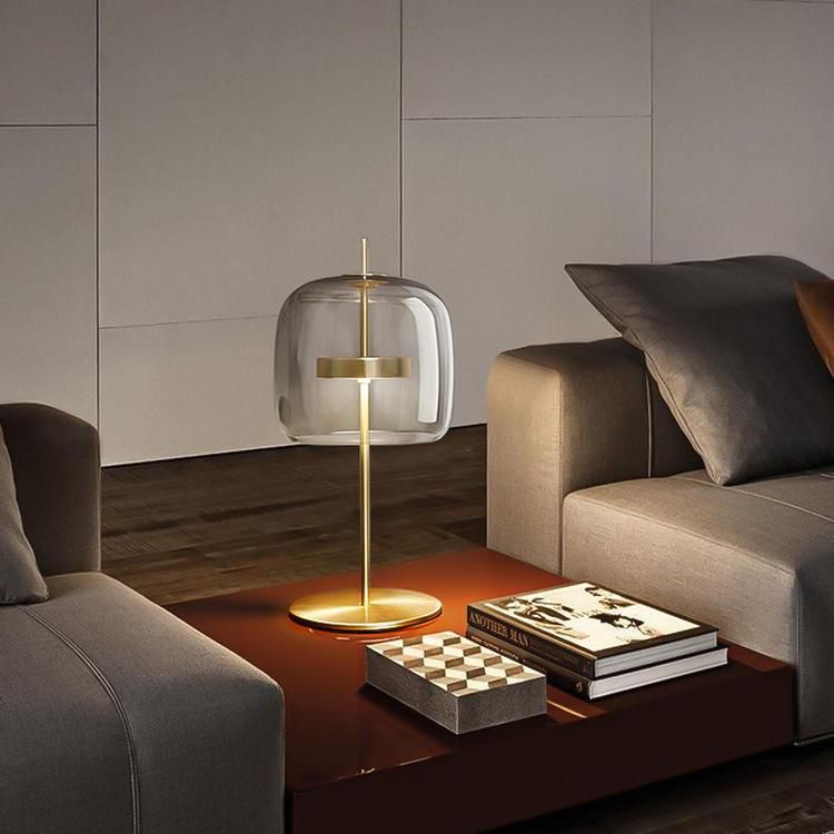 Modern Nordic Table Lighting Bedroom Creative Living Room Smokey Gray Amber Glass Shade LED Table Light Decoration Table Lamp