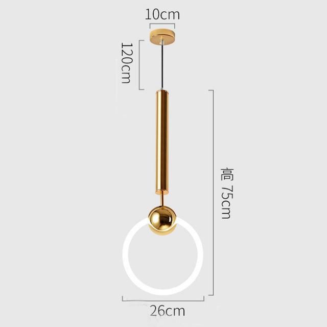 Modern Simple Circle Pendant Light Personality Iron Gold Pendant Light Dining Room Study Hanging Ring Light (WH-AP-189)