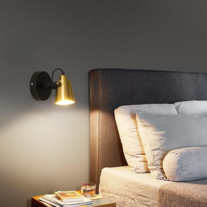 Black Golden Metal Industrial Style Bedroom Lamp Bedside Lamp Wall Lamp