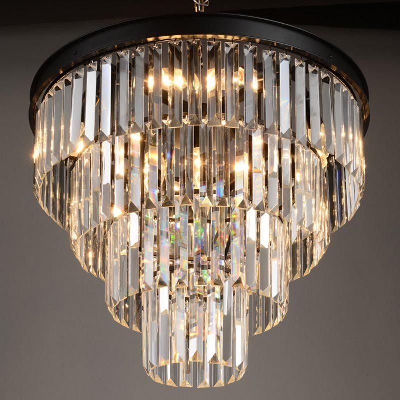 Suspension Rh Crystal Luminaire Gold Black Modern Chandelier Crystal Light (WH-AP-94)