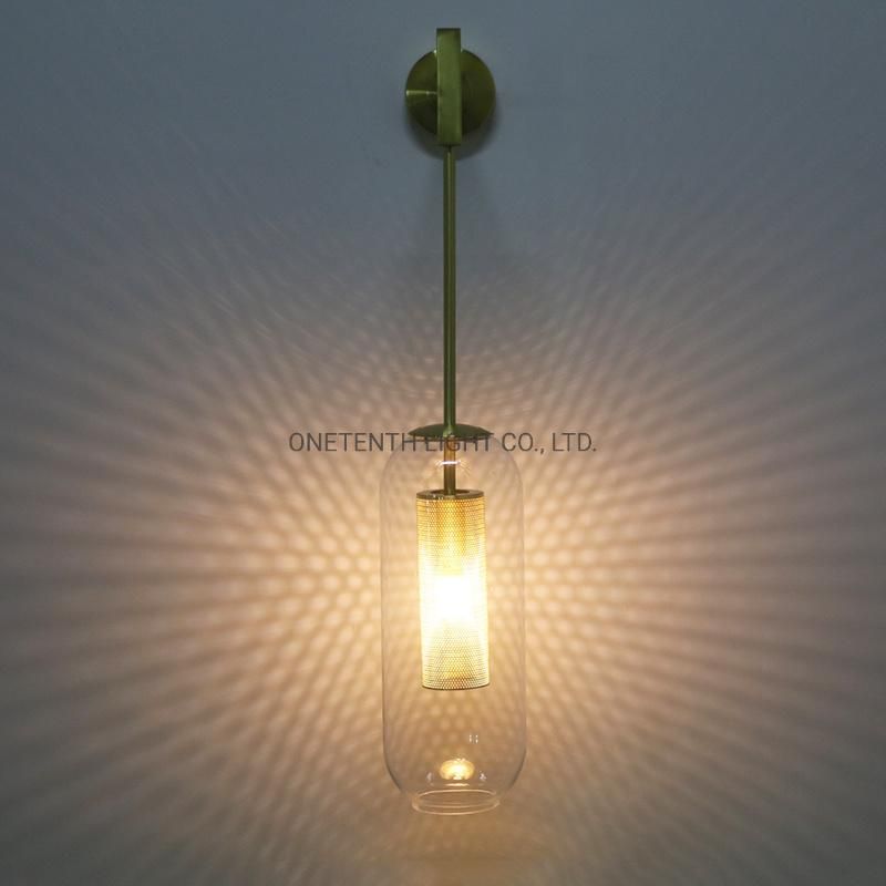 Clear Glass Shade and Metal Wall Plate Wall Lamp