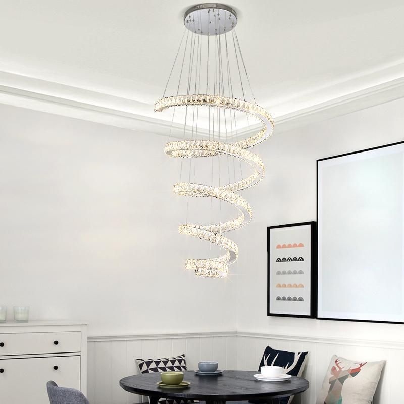 Spirl Stairs Dining Room Kitchen Living Room Crystal Pendant Lamp Indoor House Lighting (WH-AP-84)