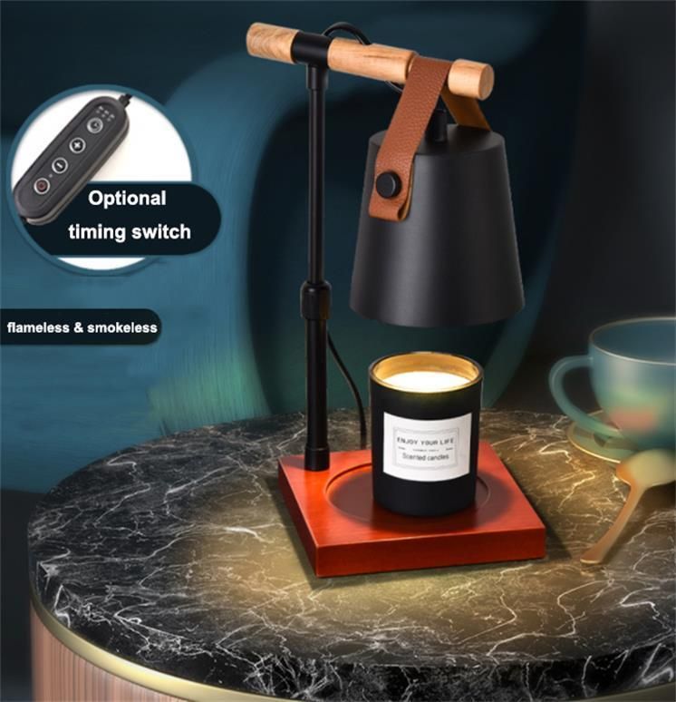 Hotel Aromatherapy Candle Essential Oil Light Bedside Nordic Leather Wooden Heater Melting Wax Fragrance Lamp