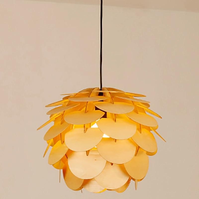 Dining Room Bedroom Model Room Wood Chip Chandelier Pendant Lamp