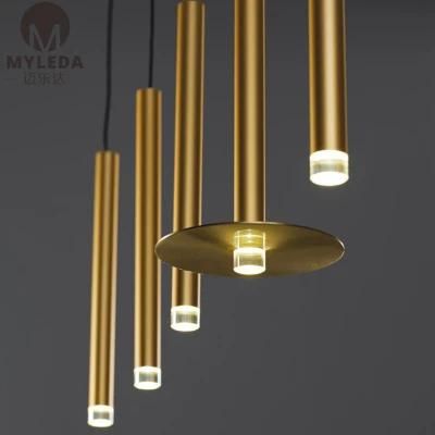 Hotel Modern Acrylic Brass Stainless Steel LED Hanging Pendant Light