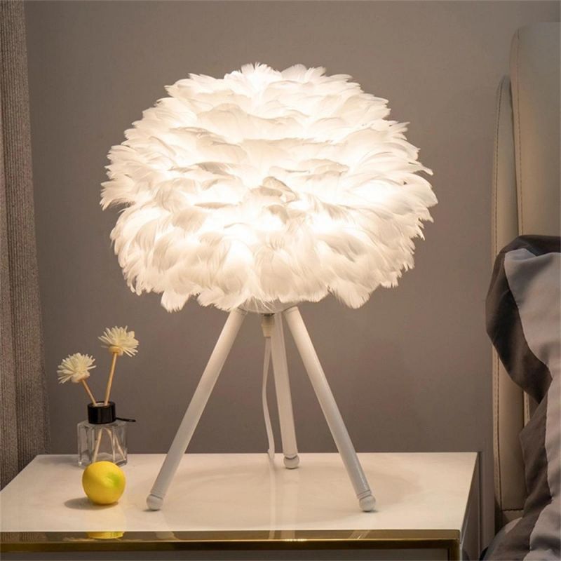 Feather Lamp for Living Room Bedroom Table Lamp Modern Decoration Bedside Lamp Room Light Goose Feather Lamp Feather Table Lamp