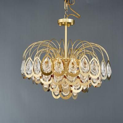 European Living Room Luxury Crystal Shade ceiling Lamp Pendant Lighting
