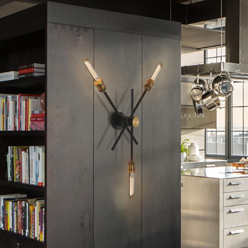 Industrial Wall Light Retro Iron Branch Bar Creative Corridor Staircase Rotating Wall Lamp