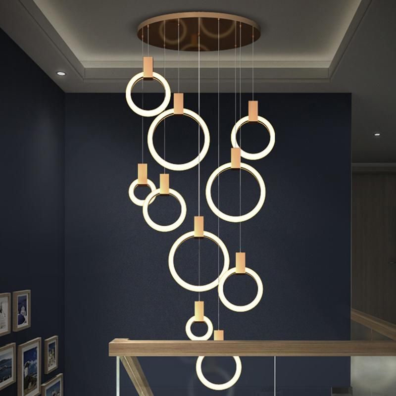 Creative Circular Crystal Chandelier restaurant Hotel Bedroom Pendant Lamp Light