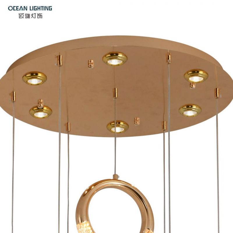 Iron Acrylic Modern Living Room Bar Modern LED Chandelier Interior Decoration Round Custom Gold Pendant Lamps