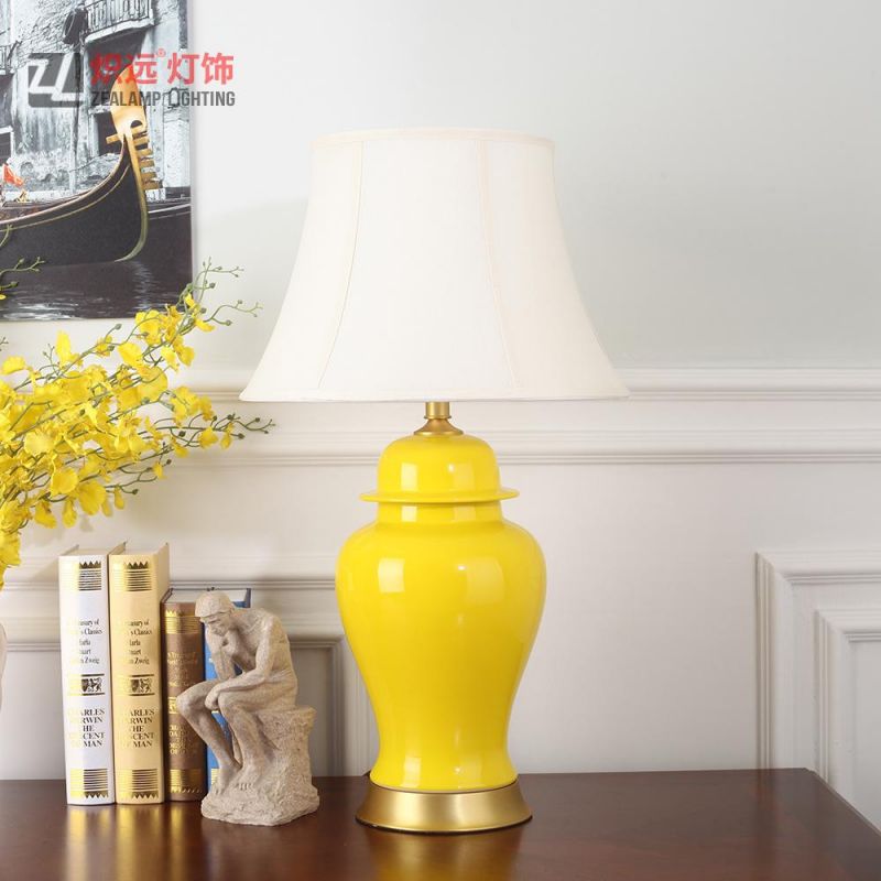 Traditional Ceramic Yellow Temple Jar Decorative Table Light (TL8002)