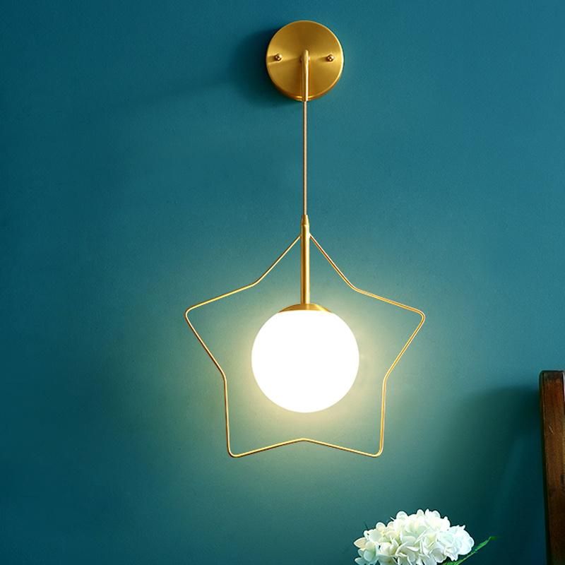 Living Room Copper Bedside Lamp Contracted Bedroom Stair Wall Lamp Star Light