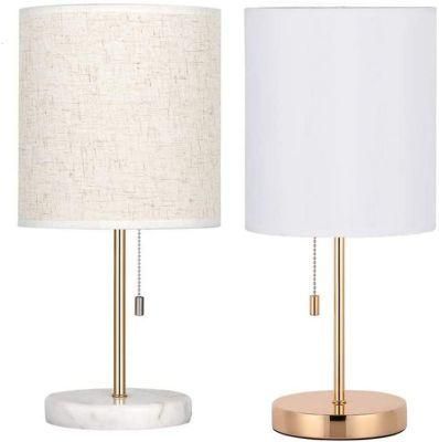 Small Gold Lamps- Bedside Lamps with Marble Base &amp; Linen Shade or Metal Base &amp; White Shade for Bedroom