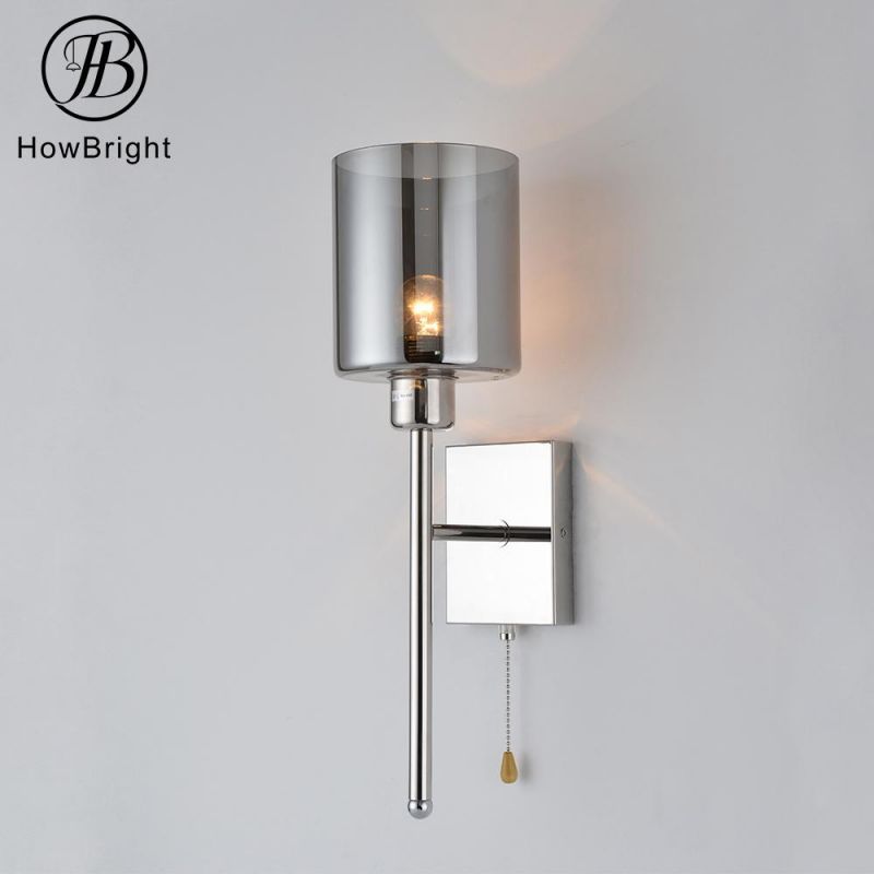 How Bright LED White Fabric Brushed Nickel Wall Sconce Wall Lamp with USB Outlet for Hotel Bedside Lighting