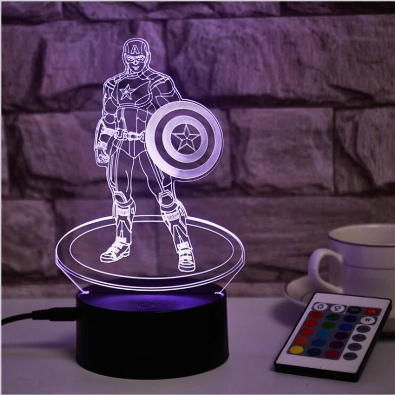 Dimmer Lamps Study Light Table Lamp Desk Lamp Reading Lamp, 3D Illusion Captain America Lamp 3D LED Night Light Kids Desk Lamp Bedroom Decoration Esg15676