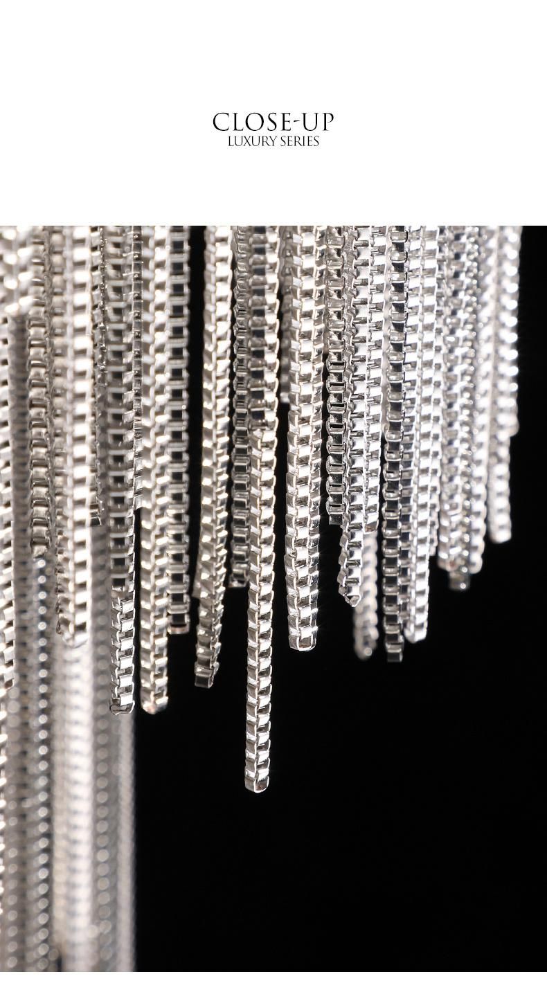 Living Room Bedroom Tassel Floor Lamp Aluminum Chain Silver Floor Light Villa Floor Standing Light (WH-MFL-122)