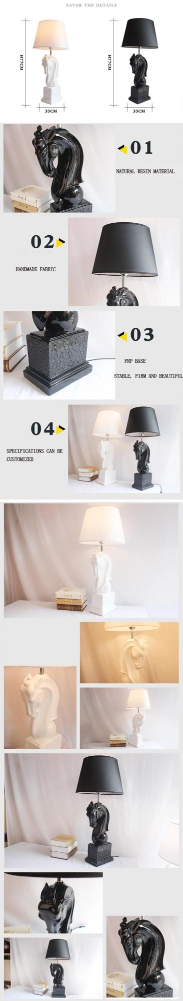 Hot Sale European Furniture Modern Fashion White Marble Base Round Table Lamp for Hotel Home Decoration