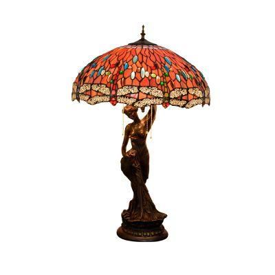 Exquisit Stained Glass Lamp Tifany Decoration Style Lampes Tifani Antique 12 Inch Love Beads Base Table Lamps Tiffany