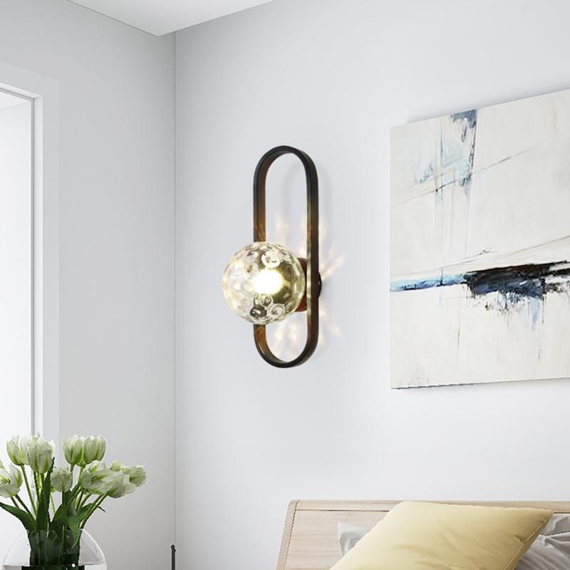 Nordic LED Glass Ball Wall Light Sconces Wrought Iron Wall Lamp (WH-OR-121)