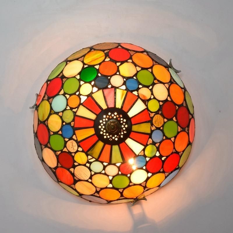 Creative Mediterranean Retro Tiffany Stained Glass Aisle Corridor Balcony Lobby Bedroom Bar Ceiling Lamp (WH-TA-34)