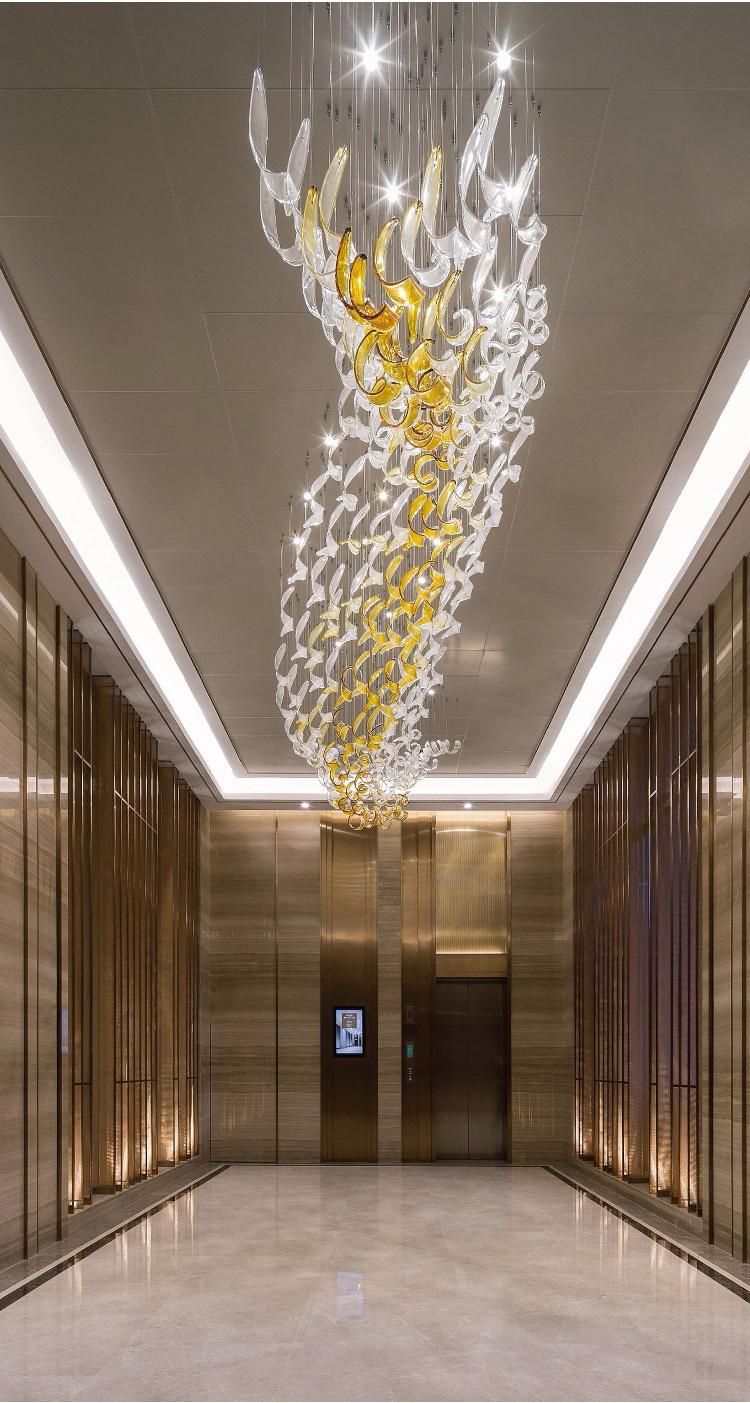 Non-Standard Light Decorative Stairs Villa Commercial Modern Luxury Modern Glass LED Chandelier Lamp