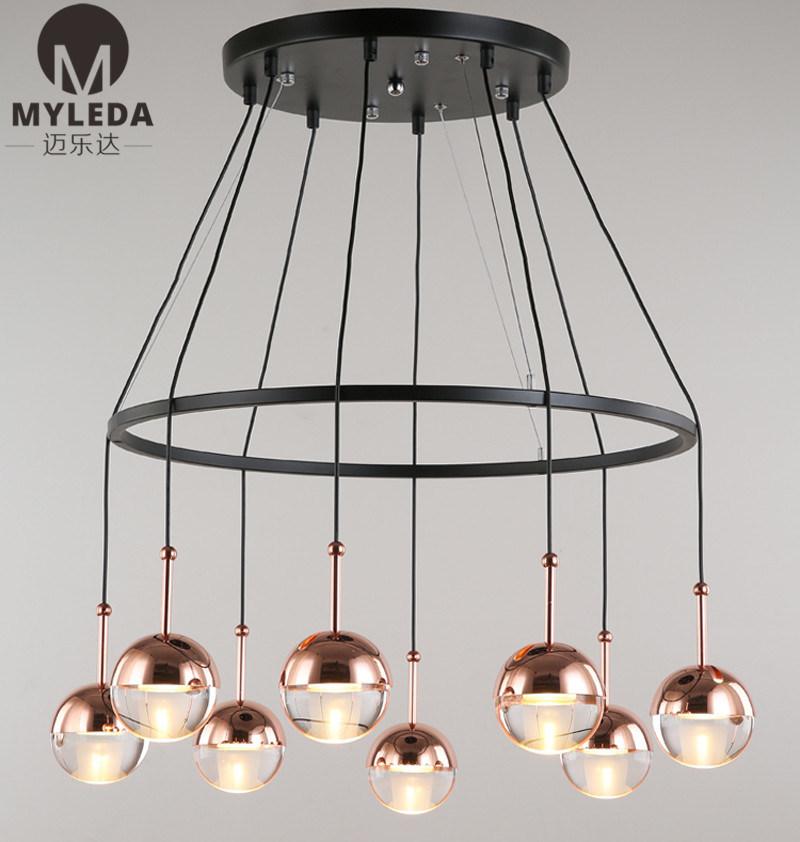 Modern Metal Pendant Lamp Glass LED Hotel Pendant Lamp
