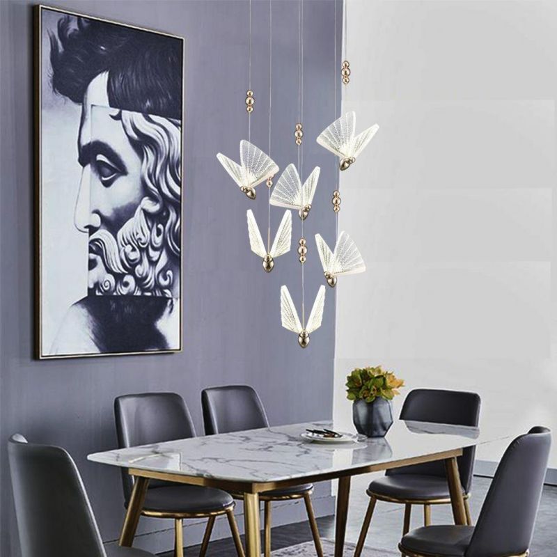 Butterfly Warm Lighting 3000K Metal Crystal 3*3W Chandelier