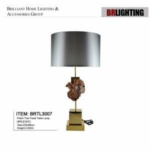 Pollok Tree Fossil Table Lamp with Black Lamp Shade Gold Finishing