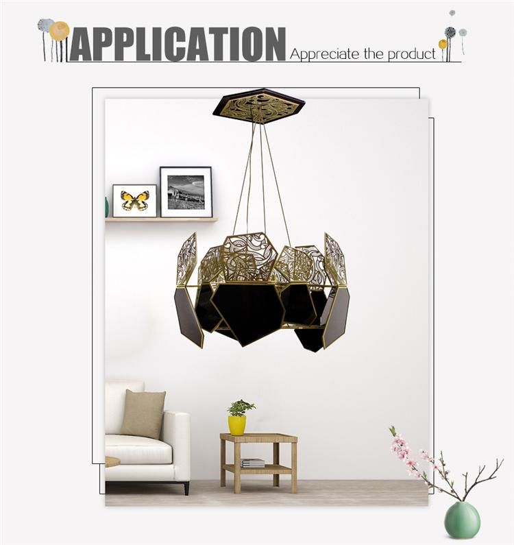 Modern Metal Carved Gold Decor Project High Quality Living Room Pendant Lamp