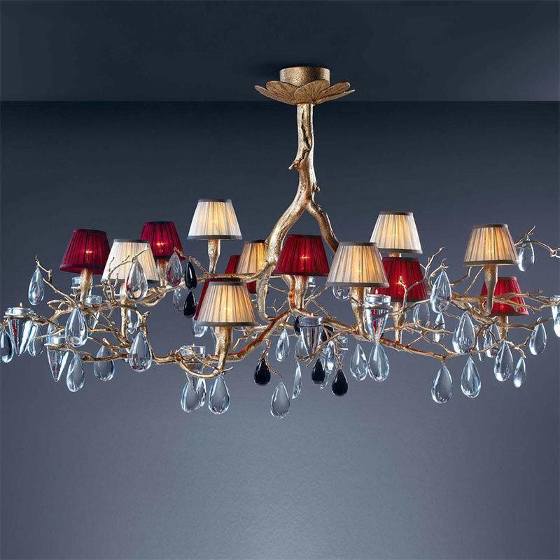 2022 Novelties Flower Shape Handmade Customized Copper Brass High Quality Clear Leaf Crystal Wall Sconce Lamp Chandelier Lighting
