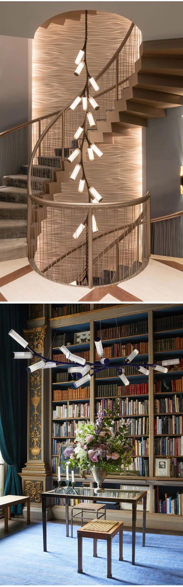 Decorate Large Customized Hotel Lobby Long Staircase LED Long Tube Chandelier