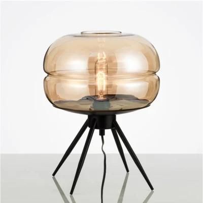 Modern Crystal Bottle Lamp Shape Table Lamp with Black Stand for Living Room Bedroom House Bedside Nightstand Home Office Family